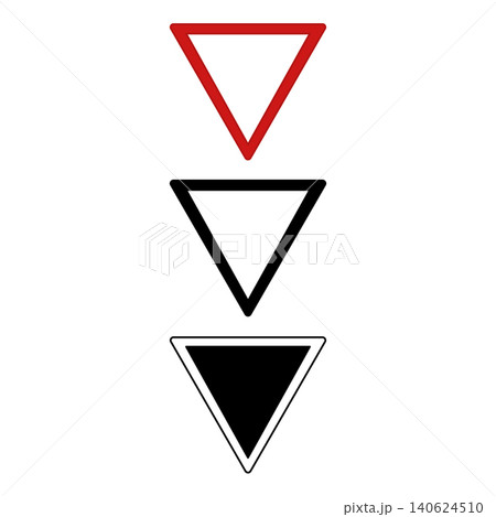 Give Way Signs. Warning Road Signs. Red, Black, and White Vector Icons 140624510