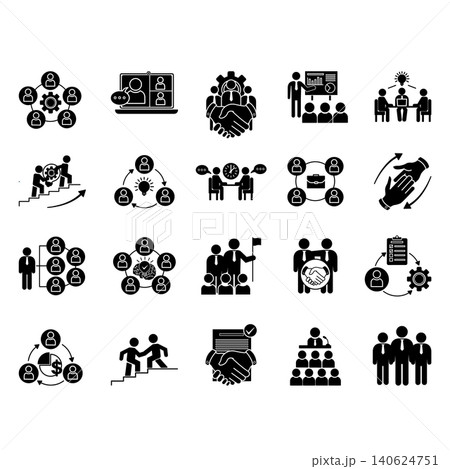Black Teamwork Icons. Vector Icons Collaboration, Webinar, Colleague, Team, Teamwork, Presentation, Meeting, Leadership, Brainstorming, and Other Black Teamwork Icons. Vector Icons Collaboration, Webinar, Colleague, Team, Teamwork, Presentation, Meeting, Leadership, Brainstorming, and Other 140624751