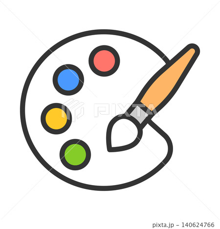絵の具パレットと筆のアイコン 図画工作 絵の具パレットと筆のアイコン 図画工作 140624766