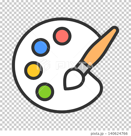 絵の具パレットと筆のアイコン 図画工作 絵の具パレットと筆のアイコン 図画工作 140624766