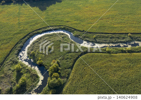 banks of a swampy river, aerial view banks of a swampy river, aerial view 140624908