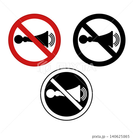 Signs Horn Prohibited. Warning Road Signs. Red, Black, and White Vector Icons 140625865