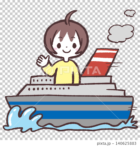 一幅描繪人們乘船旅行的插圖。 140625883