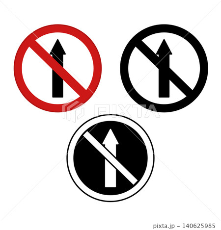 Signs No Entry. Warning Road Signs. Red, Black, and White Vector Icons 140625985