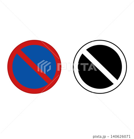 Signs No Parking. Round Road Signs. Blue Background and Red Border. Vector Icons Signs No Parking. Round Road Signs. Blue Background and Red Border. Vector Icons 140626071