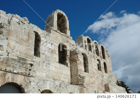 Angle view of ancient stone arches of Odeon of Herodes Atticus Athens Greece Angle view of ancient stone arches of Odeon of Herodes Atticus Athens Greece 140626171