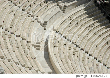 Marble seating tiers of ancient Odeon of Herodes Atticus Athens Greece 140626175