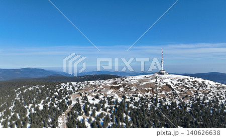 Landscape Praded television tower transmitter multifunction observation deck structure summit mountain hills Hruby Jesenik range highest peak blue sky plenty planted scattered pine Pinus spruce tree Landscape Praded television tower transmitter multifunction observation deck structure summit mountain hills Hruby Jesenik range highest peak blue sky plenty planted scattered pine Pinus spruce tree 140626638