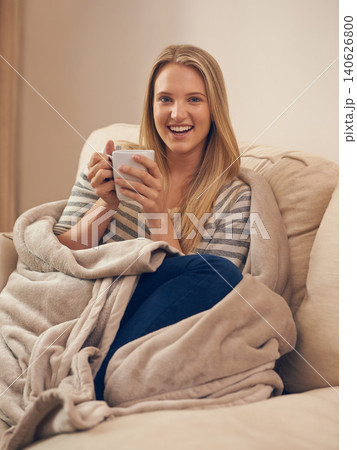 Happy, portrait and woman on a sofa with coffee break, relax or chilling on weekend in her home. Face, smile and female person in a living room with tea cup for resting, peaceful or me time in house Happy, portrait and woman on a sofa with coffee break, relax or chilling on weekend in her home. Face, smile and female person in a living room with tea cup for resting, peaceful or me time in house 140626800