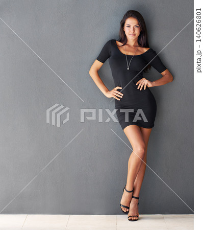 Space, elegant or portrait of woman with fashion isolated on wall or grey background with modern style. Classy, confident lady or fancy female person in heels with pride, mock up and trendy clothes Space, elegant or portrait of woman with fashion isolated on wall or grey background with modern style. Classy, confident lady or fancy female person in heels with pride, mock up and trendy clothes 140626801