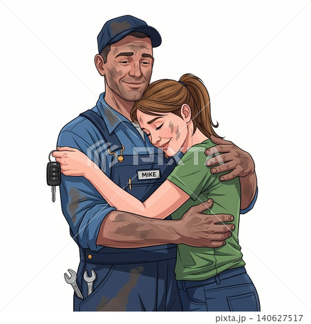 Auto Mechanic Rescue Grateful Client Flat Vector Illustration Auto Mechanic Rescue Grateful Client Flat Vector Illustration 140627517