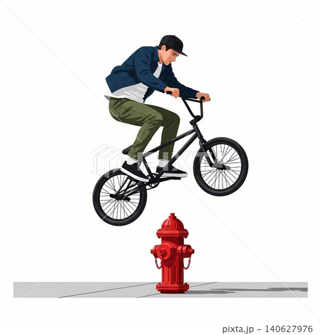 BMX Street Rider Bunny Hop Over Hydrant BMX Street Rider Bunny Hop Over Hydrant 140627976