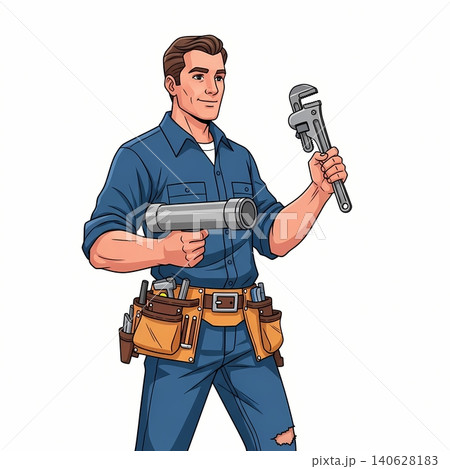 City Plumber with Wrench and Pipe City Plumber with Wrench and Pipe 140628183