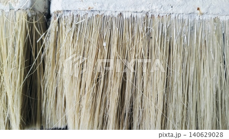 Close-up texture of used paint brush bristles background Close-up texture of used paint brush bristles background 140629028