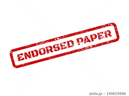 Distressed red rubber endorsed paper stamp effect for authenticating office documentation Distressed red rubber endorsed paper stamp effect for authenticating office documentation 140629998
