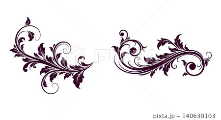 Elegant ornate floral scroll design with intricate leafy patterns for decorative use and embellishments 140630103