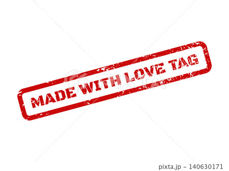 Distressed red rubber stamp with Made with Love Tag text, useful for product labeling and gift identification Distressed red rubber stamp with Made with Love Tag text, useful for product labeling and gift identification 140630171