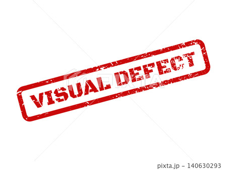 Industrial quality control mark indicating a flaw or imperfection with a distressed rubber stamp texture 140630293