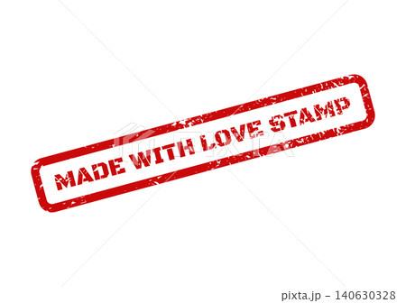 Red distressed rubber stamp with Made with Love Stamp expressing care and handcrafted product quality Red distressed rubber stamp with Made with Love Stamp expressing care and handcrafted product quality 140630328