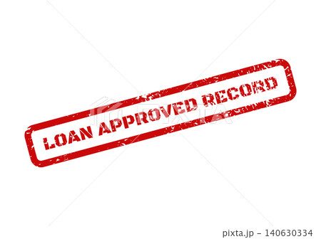 Red grunge effect rubber stamp displaying LOAN APPROVED RECORD within a rectangular frame, perfect for archival usage 140630334