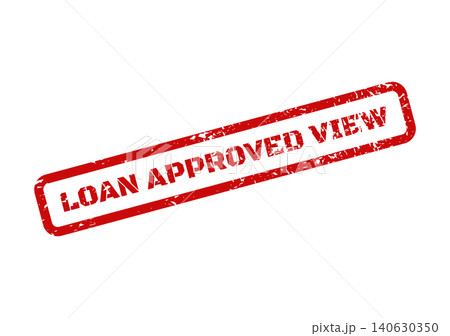 Red grunge rubber stamp indicating a loan is approved for viewing within a financial system interface or digital report Red grunge rubber stamp indicating a loan is approved for viewing within a financial system interface or digital report 140630350