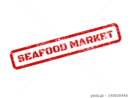 Textured red rubber stamp graphic displaying SEAFOOD MARKET text for store fronts and advertisements Textured red rubber stamp graphic displaying SEAFOOD MARKET text for store fronts and advertisements 140630448