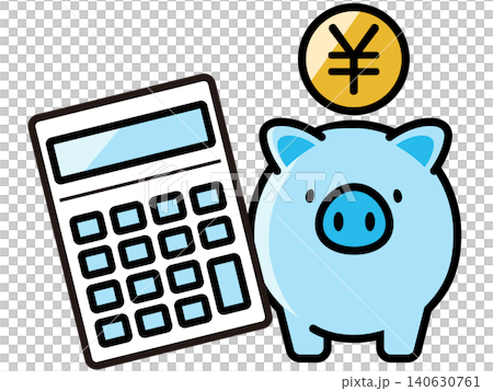 Cute piggy bank and yen coin 140630761