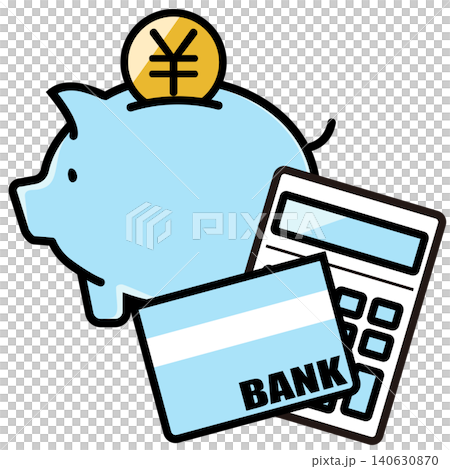 Cute piggy bank and yen coin Cute piggy bank and yen coin 140630870