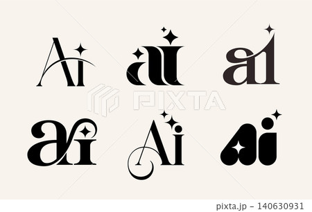 Stylized AI initials monogram logo collection. Modern artificial intelligence branding vector design Stylized AI initials monogram logo collection. Modern artificial intelligence branding vector design 140630931