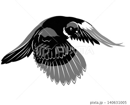 鳩の飛翔シルエット 切り絵風のシンプルなモノクロイラスト 鳩の飛翔シルエット 切り絵風のシンプルなモノクロイラスト 140631005