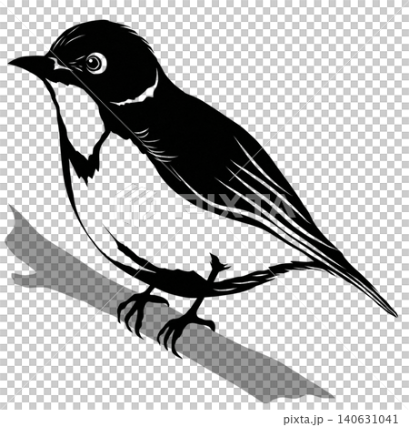 1羽メジロが止まり木の上切り絵風シルエットイラスト 黒 背景透過ベクター 1羽メジロが止まり木の上切り絵風シルエットイラスト 黒 背景透過ベクター 140631041