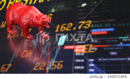 Red Bear Market Warning On Digital Trading Screen 3d render. Red Bear Market Warning On Digital Trading Screen 3d render. 140631808