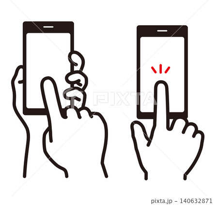 スマホをタッチする手のイラスト 140632871