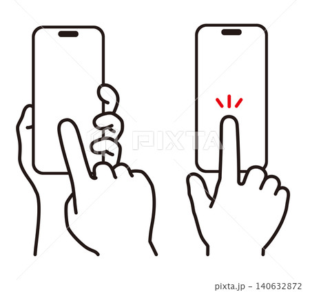 スマホをタッチする手のイラスト 140632872