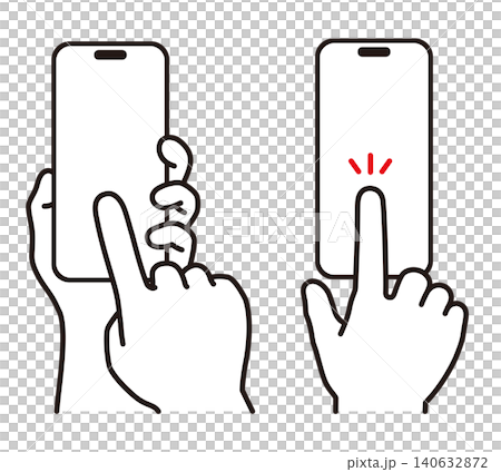 Illustration of a hand touching a smartphone Illustration of a hand touching a smartphone 140632872