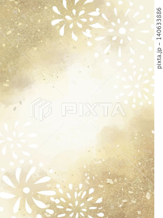 水彩タッチの花火と金箔の和風背景素材 ベクター たて 水彩タッチの花火と金箔の和風背景素材 ベクター たて 140633886