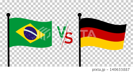 Brazil vs Germany Football Rivalry with Waving National Flags and Versus Symbol Brazil vs Germany Football Rivalry with Waving National Flags and Versus Symbol 140633887