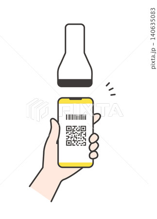 スマートフォンでのバーコード・QRコード決済を読み取るイラスト(黄色・キャッシュレス・手元素材) スマートフォンでのバーコード・QRコード決済を読み取るイラスト(黄色・キャッシュレス・手元素材) 140635083