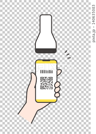 スマートフォンでのバーコード・QRコード決済を読み取るイラスト(黄色・キャッシュレス・手元素材) スマートフォンでのバーコード・QRコード決済を読み取るイラスト(黄色・キャッシュレス・手元素材) 140635083