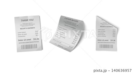 Shop purchase, hotel bill cash receipt, ATM check. POS paper bill invoice Shop purchase, hotel bill cash receipt, ATM check. POS paper bill invoice 140636957