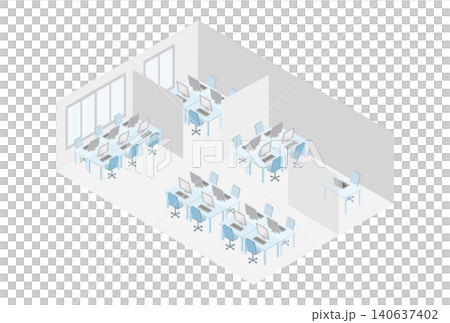 アイソメトリック　人物なし　ビジネス　社内オフィス　風景　デスク　デザイン　イラスト　背景　素材 140637402