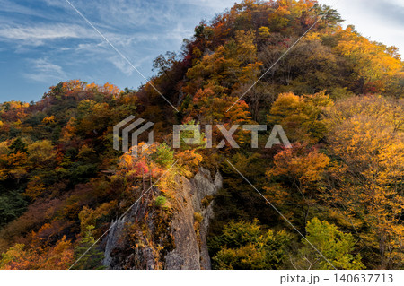 紅葉の西上州・黒滝山五老峰への岩稜 紅葉の西上州・黒滝山五老峰への岩稜 140637713