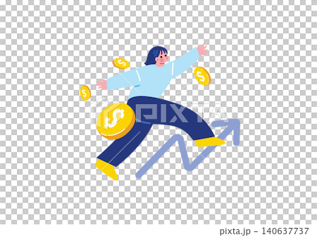 Illustration of a woman earning money Illustration of a woman earning money 140637737