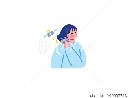 クレジットカードを使う女性のイラスト 140637738