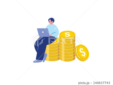 お金を稼ぐ男性のイラスト お金を稼ぐ男性のイラスト 140637743