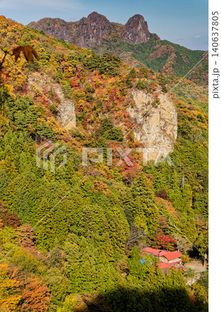 西上州・黒滝山五老峰稜線から見る鹿岳 西上州・黒滝山五老峰稜線から見る鹿岳 140637805