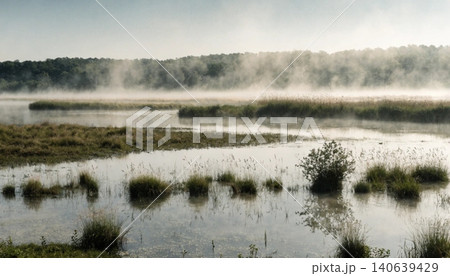 A foggy morning in a coastal wetland area; makes a great background A foggy morning in a coastal wetland area; makes a great background 140639429