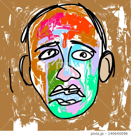 Colorful Abstract Portrait Neo Expressionist for Indie Fashion Galleries Art 140640096