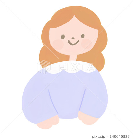 北欧テイストのパステルカラーの手描きの女の人のイラスト 140640825