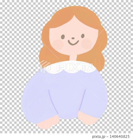 北欧テイストのパステルカラーの手描きの女の人のイラスト 140640825